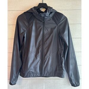 IVIVVA Windbreaker Hooded Black Full Zip Jacket Girls Size 14